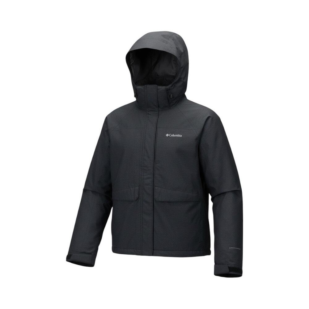 Columbia Interchange Black Hooded Rain Shell Jacket Mens Size XL